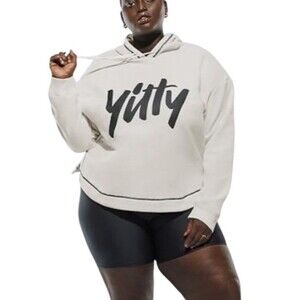 Yitty Lizzo Brand Women's Sweatshirt Hoodie Soft 2X Ivory Cream Black Stitching